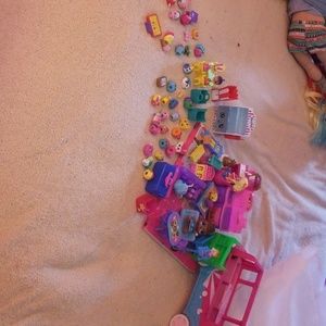 Shopkins shoppies dolls, furniture and a car